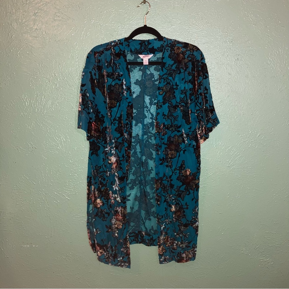 Arizona Jean Company Teal Floral Cardigan